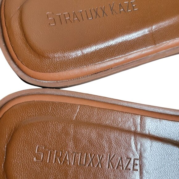 Stratuxx Kaze Open Toe Flat Faux Leather Dress Sandals Womens 10 Brown H Strap - Picture 6 of 7